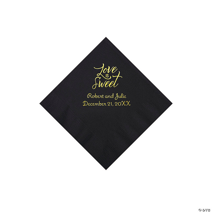 Black Love Is Sweet Personalized Napkins with Gold Foil - Beverage Image Thumbnail