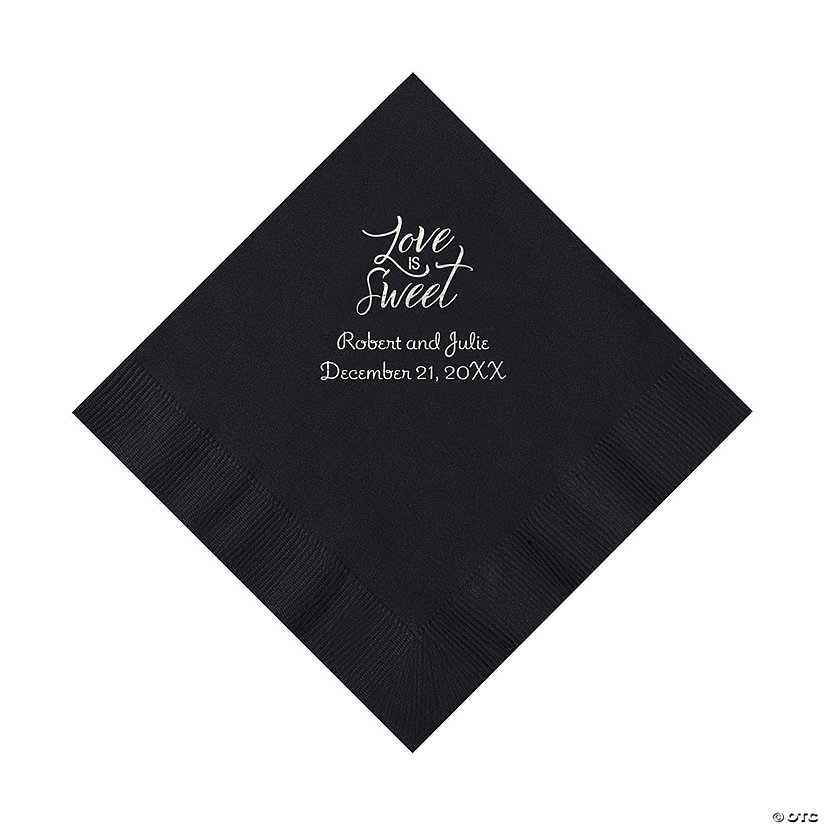 Black Love Is Sweet Personalized Napkins with Silver Foil &#8211; Luncheon Image Thumbnail