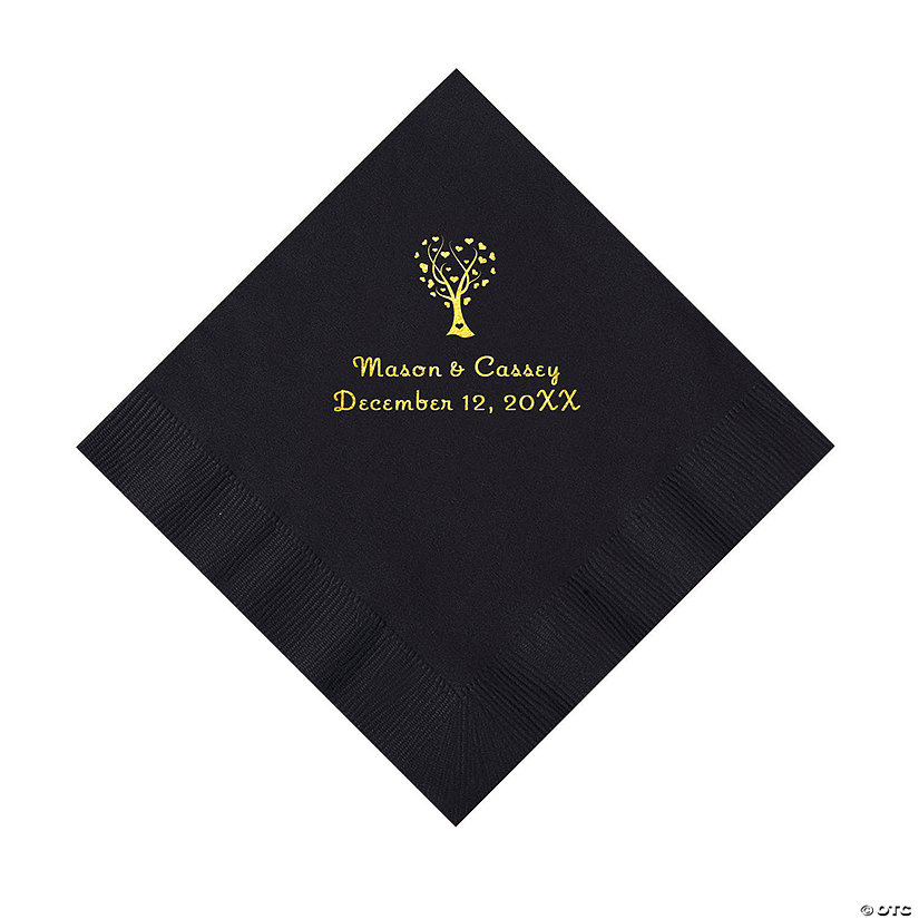 Black Love Tree Personalized Napkins with Gold Foil - 50 Pc. Luncheon Image Thumbnail