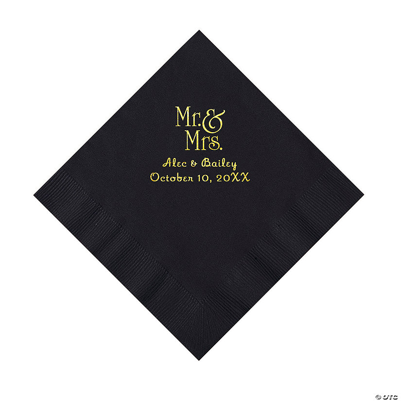 Black Mr. & Mrs. Personalized Napkins with Gold Foil - 50 Pc. Luncheon Image Thumbnail