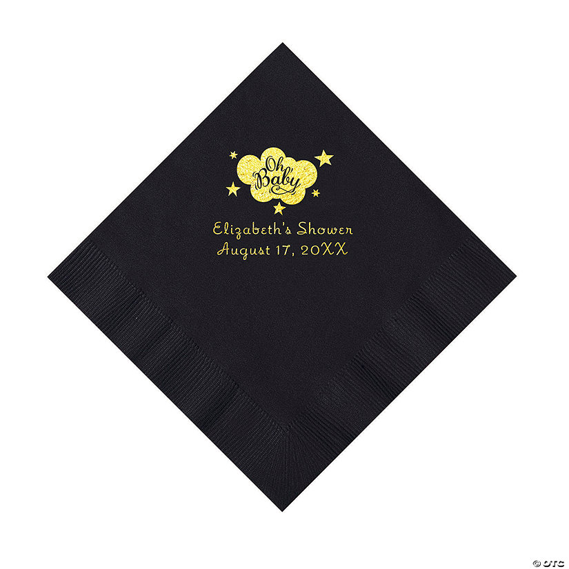 Black Oh Baby Personalized Napkins with Gold - 50 Pc. Luncheon Image Thumbnail