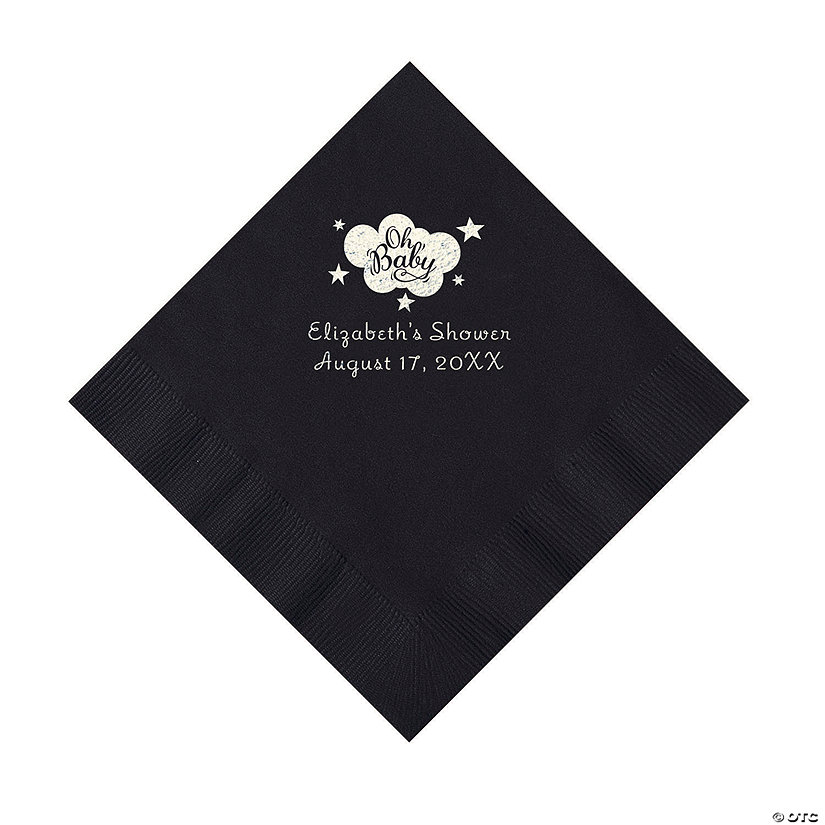 Black Oh Baby Personalized Napkins with Silver Foil - 50 Pc. Luncheon Image