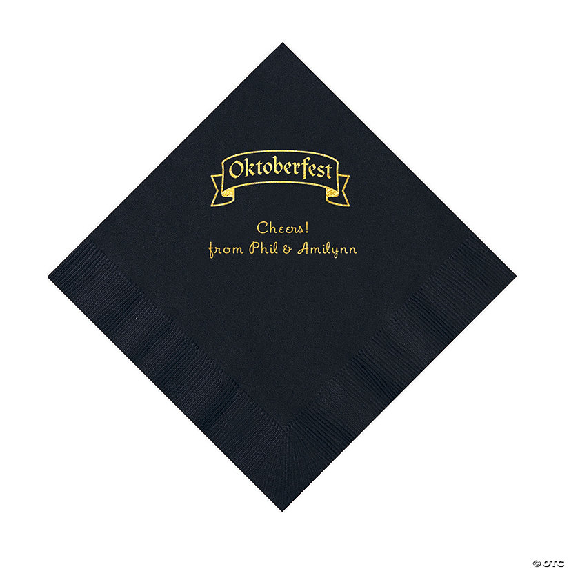 Black Oktoberfest Personalized Napkins with Gold Foil - 50 Pc. Luncheon Image