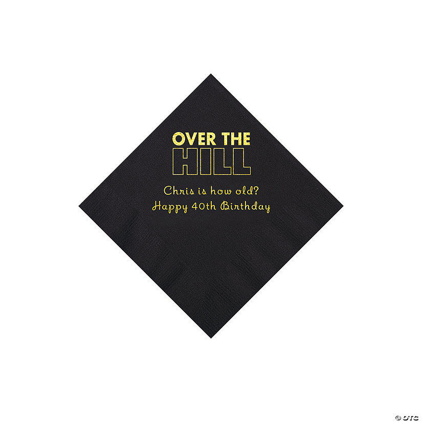 Black Over the Hill Personalized Napkins with Gold Foil - 50 Pc. Beverage Image