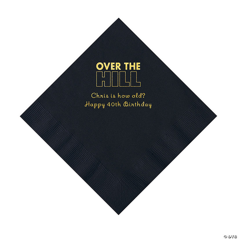 Black Over the Hill Personalized Napkins with Gold Foil - 50 Pc. Luncheon Image Thumbnail
