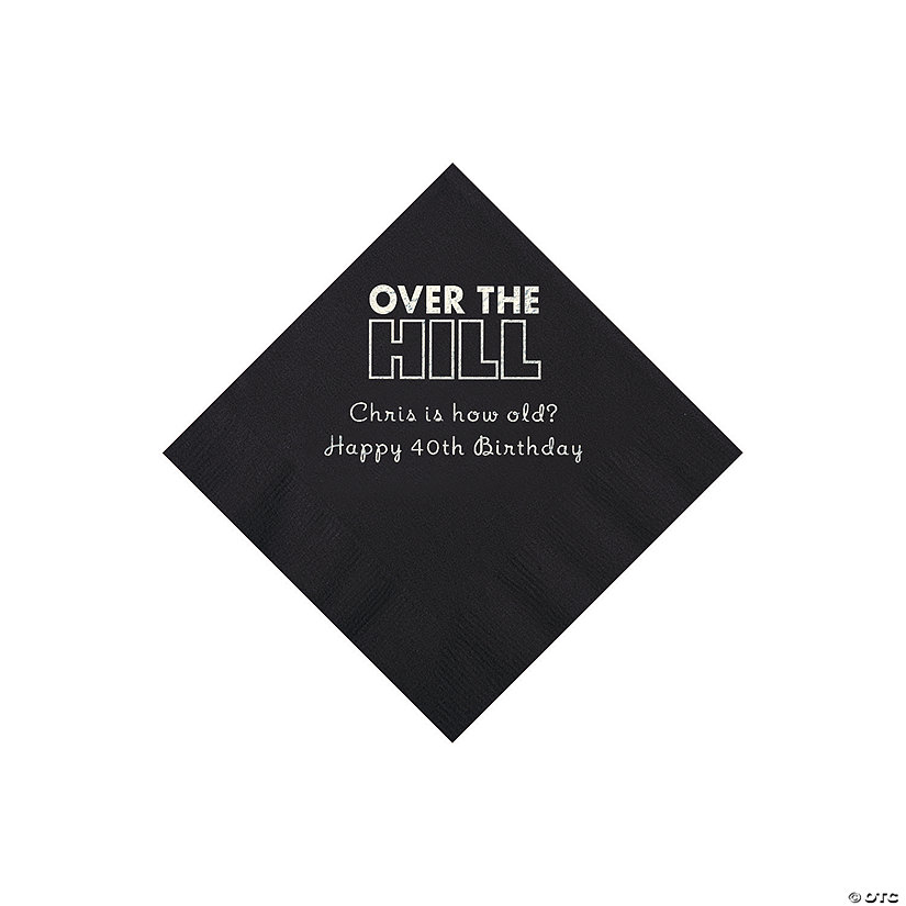 Black Over the Hill Personalized Napkins with Silver Foil - 50 Pc. Beverage Image Thumbnail