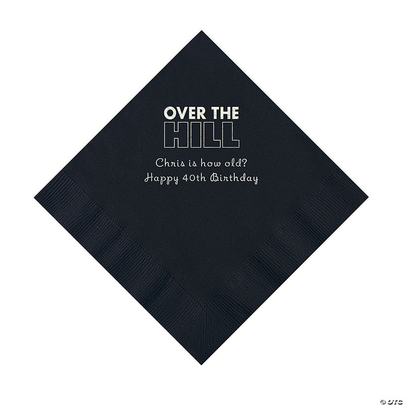 Black Over the Hill Personalized Napkins with Silver Foil - 50 Pc. Luncheon Image
