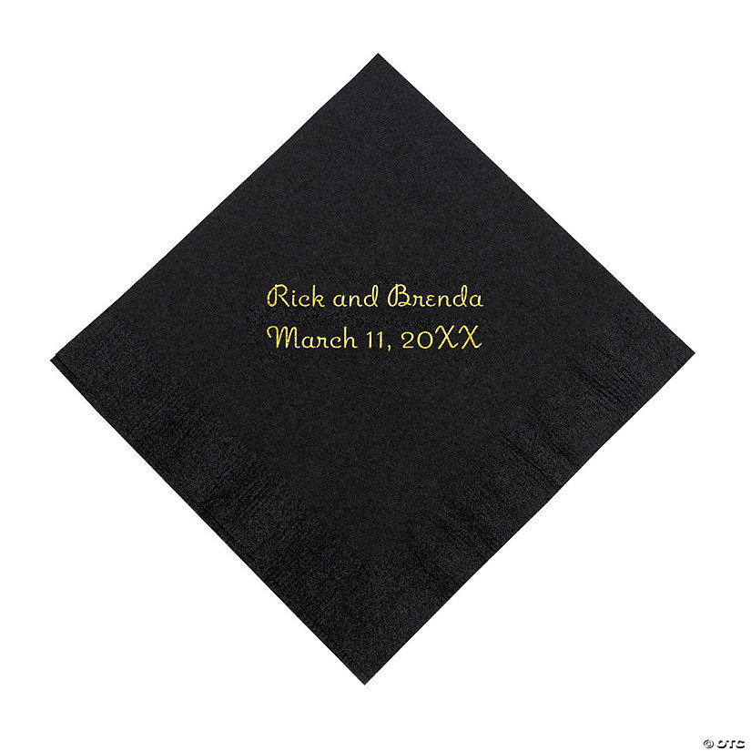 Black Personalized Napkins with Gold Foil - Beverage Image Thumbnail