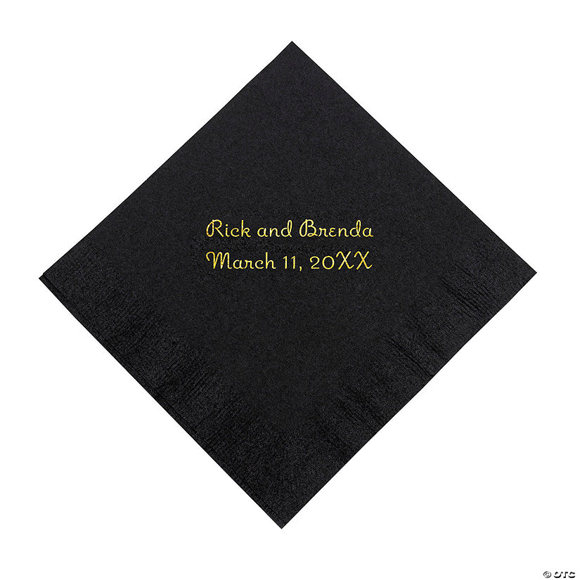 Black Personalized Napkins with Gold Foil - Beverage Image