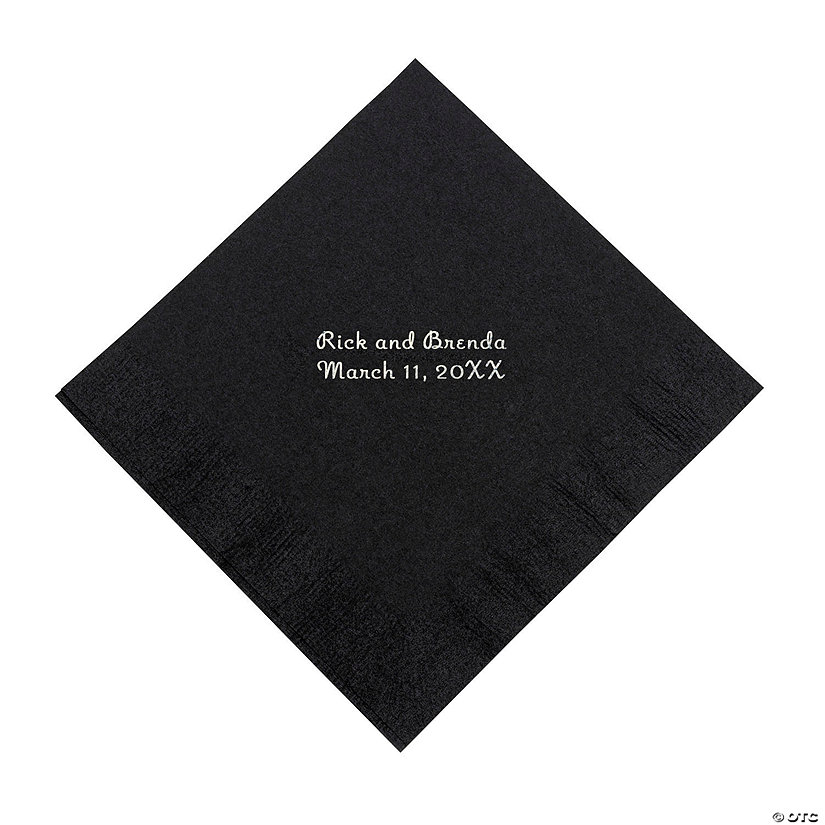 Black Personalized Napkins with Silver Foil - Luncheon Image Thumbnail