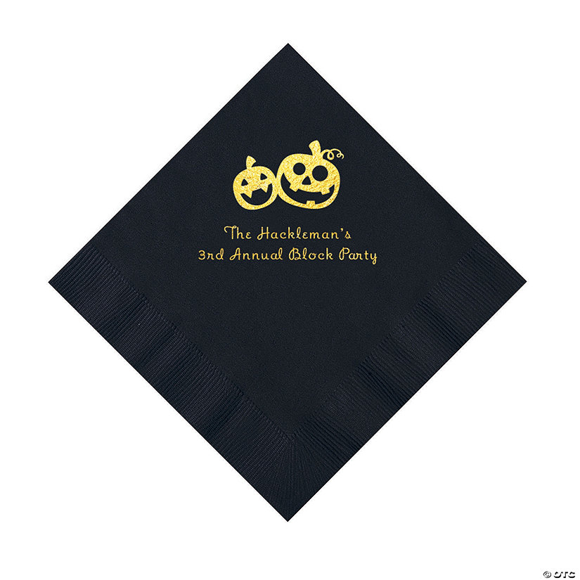 Black Pumpkin Personalized Napkins with Gold Foil &#8211; 50 Pc. Luncheon Image Thumbnail