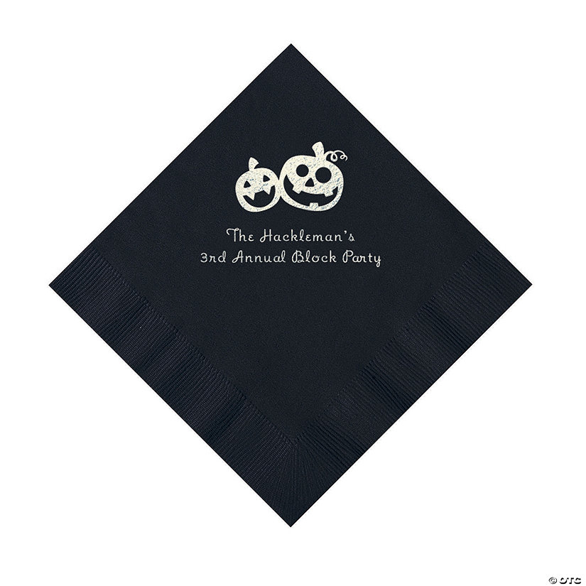 Black Pumpkin Personalized Napkins with Silver Foil &#8211; 50 Pc. Luncheon Image