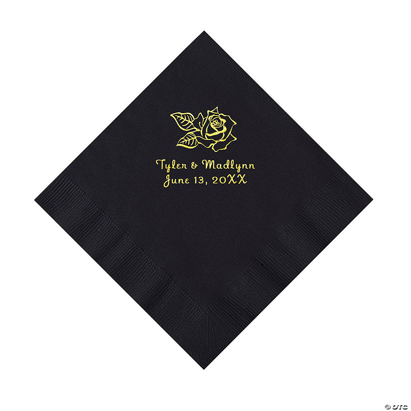 Black Rose Personalized Napkins with Gold Foil - 50 Pc. Luncheon Image