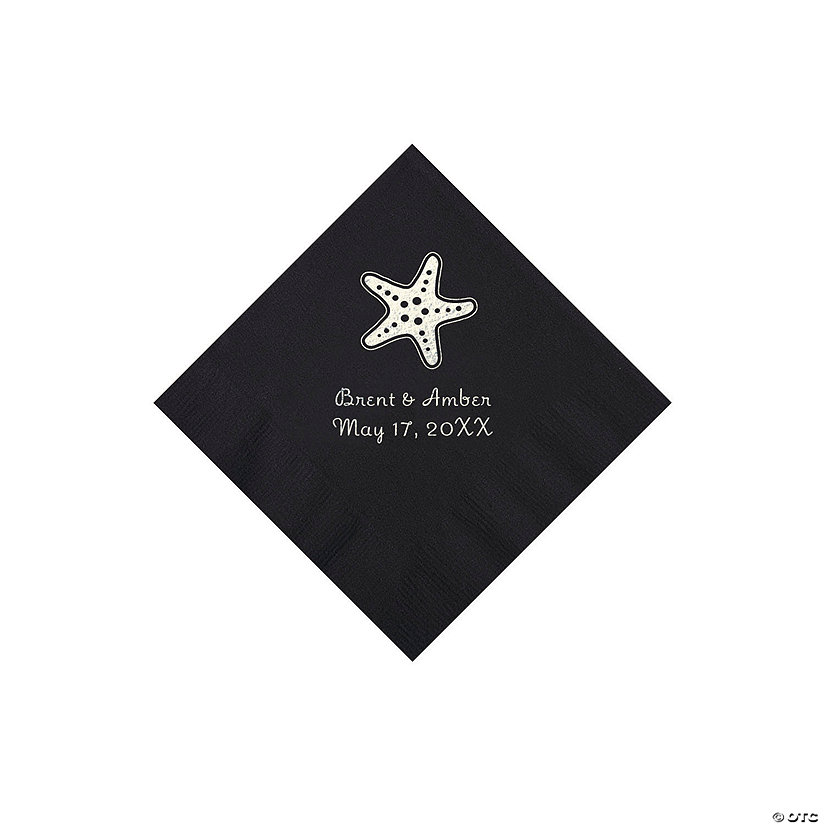 Black Starfish Personalized Beverage Napkins - 50 Pc. Image Thumbnail