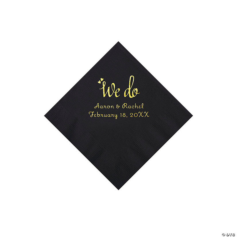 Black We Do Personalized Napkins with Gold Foil - Beverage Image Thumbnail