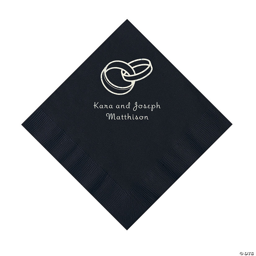 Black Wedding Ring Personalized Napkins - 50 Pc. Luncheon Image