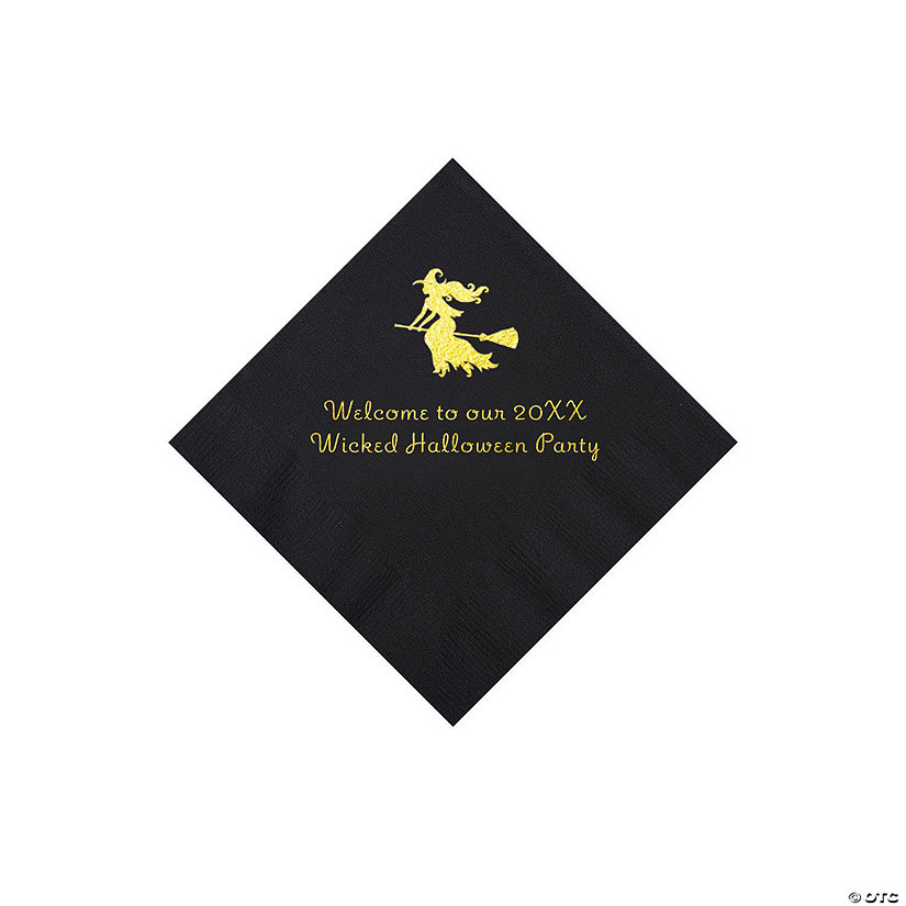 Black Witch Personalized Napkins with Gold Foil - 50 Pc. Beverage Image Thumbnail