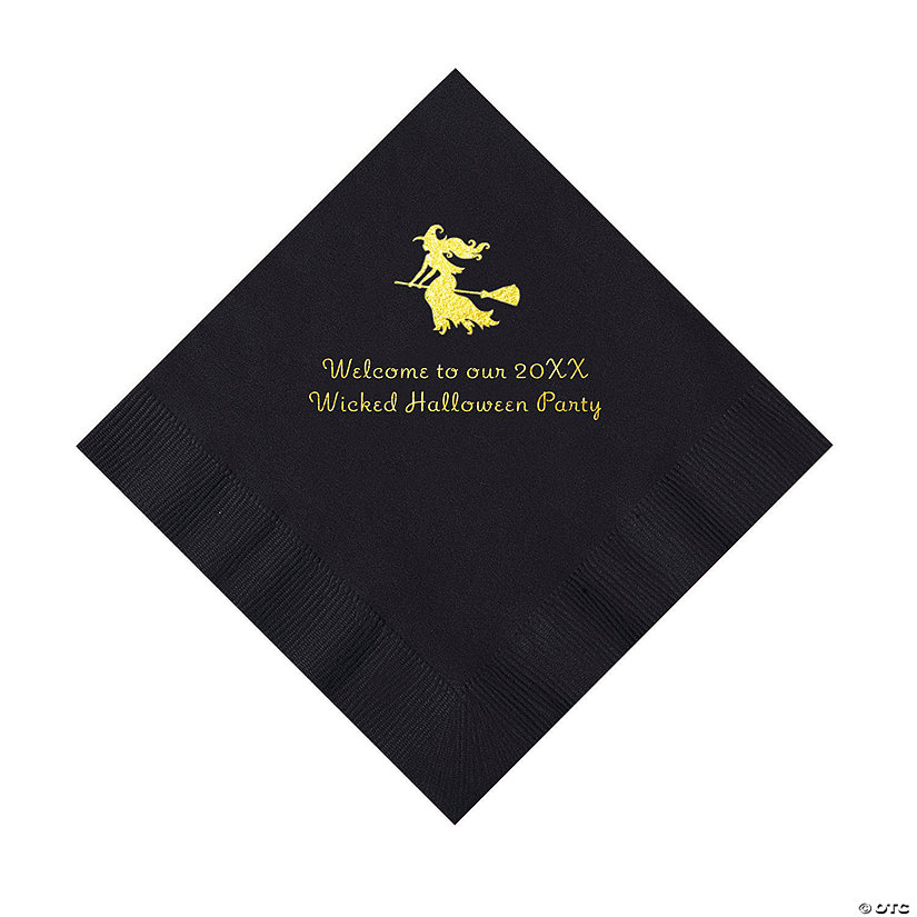 Black Witch Personalized Napkins with Gold Foil &#8211; 50 Pc. Luncheon Image