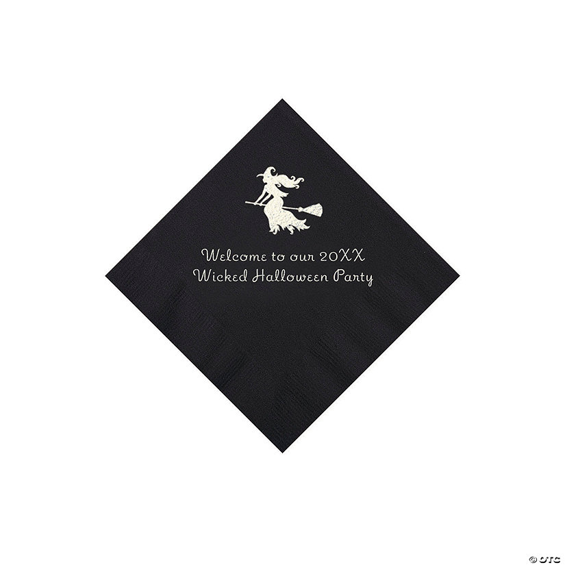 Black Witch Personalized Napkins with Silver Foil - 50 Pc. Beverage Image Thumbnail