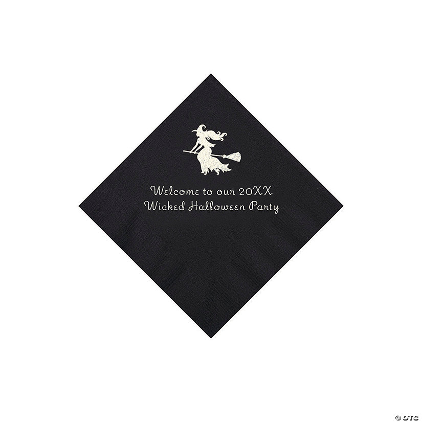 Black Witch Personalized Napkins with Silver Foil - 50 Pc. Beverage Image