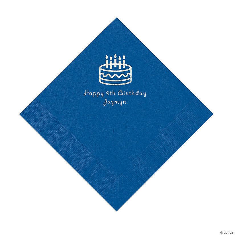 Blue Birthday Cake Personalized Napkins - 50 Pc. Luncheon Image
