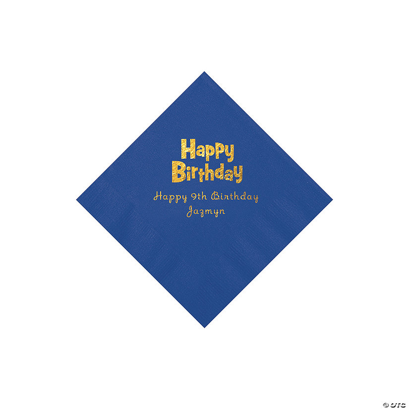 Blue Birthday Personalized Napkins - 50 Pc. Beverage Image Thumbnail