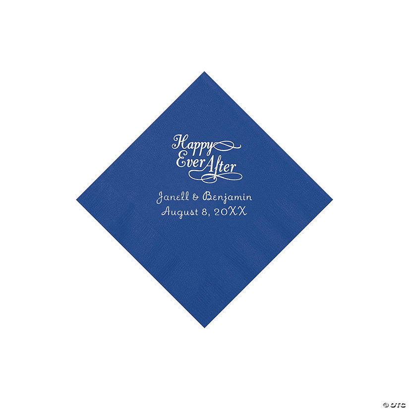 Blue Happy Ever After Personalized Napkins - Beverage Image