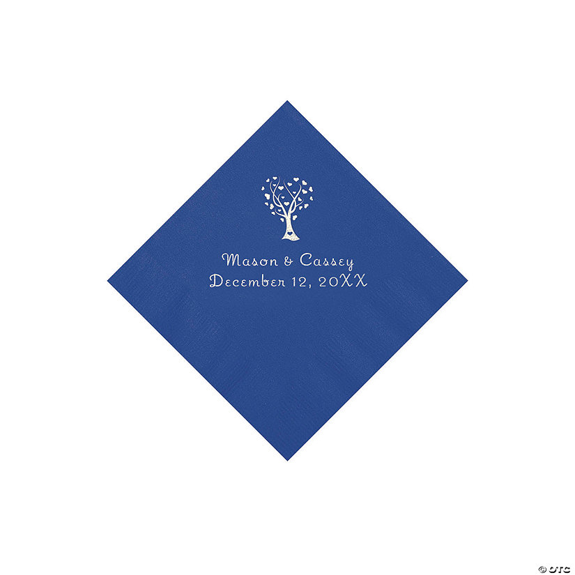 Blue Love Tree Personalized Napkins - 50 Pc. Beverage Image