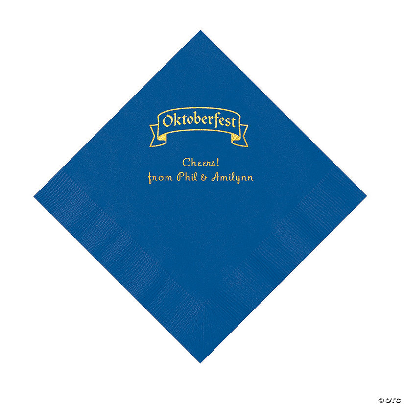 Blue Oktoberfest Personalized Napkins with Gold Foil - 50 Pc. Luncheon Image