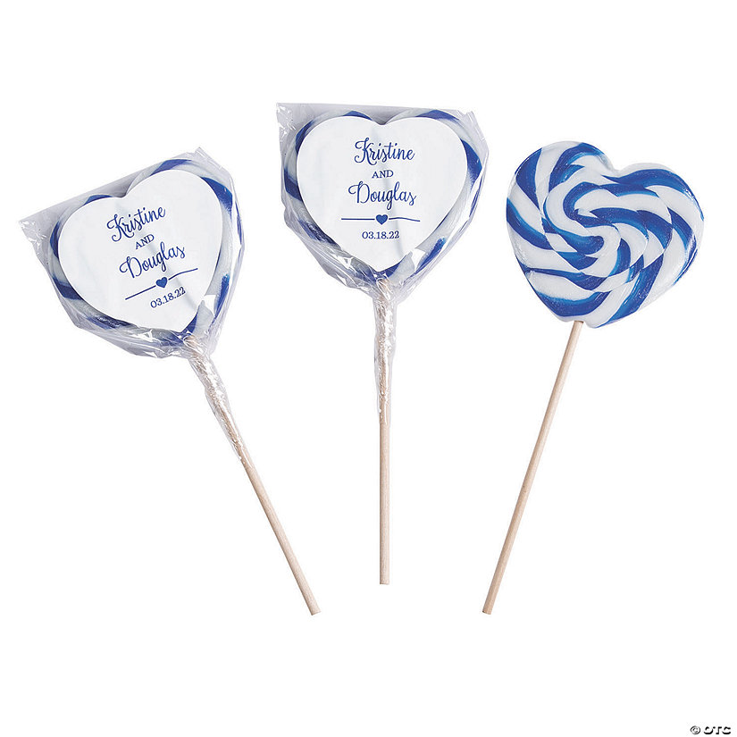 Blue Personalized Heart Swirl Lollipops - Discontinued