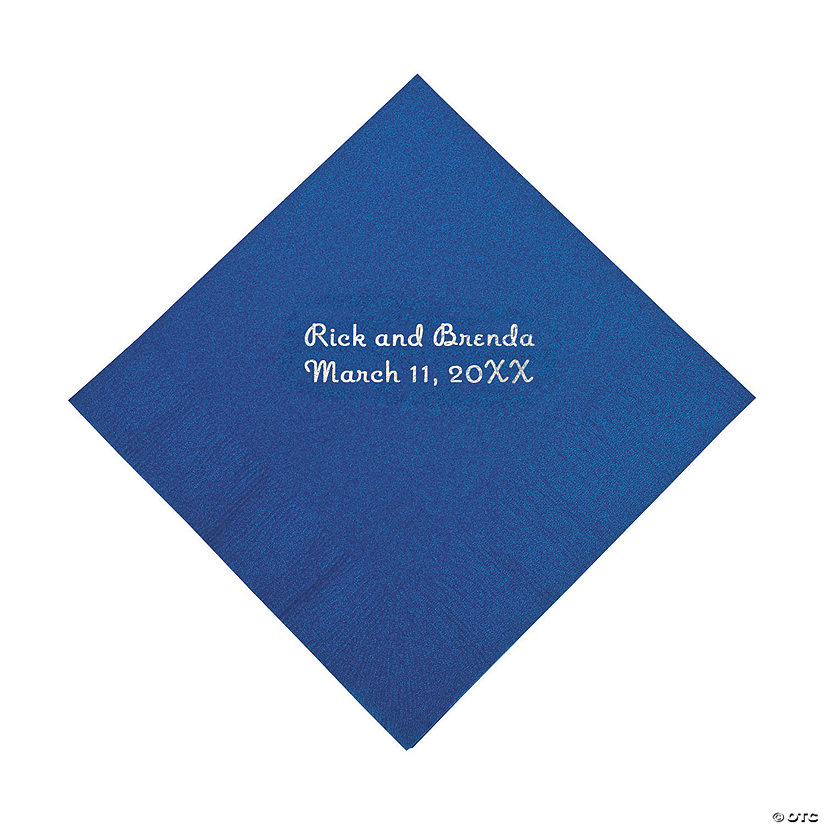 Blue Personalized Napkins with Silver Foil Beverage Oriental Trading