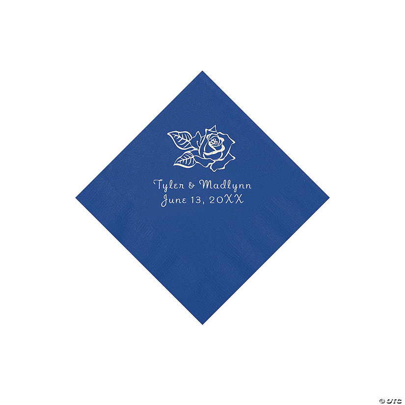 Blue Rose Personalized Napkins - 50 Pc. Beverage Image Thumbnail
