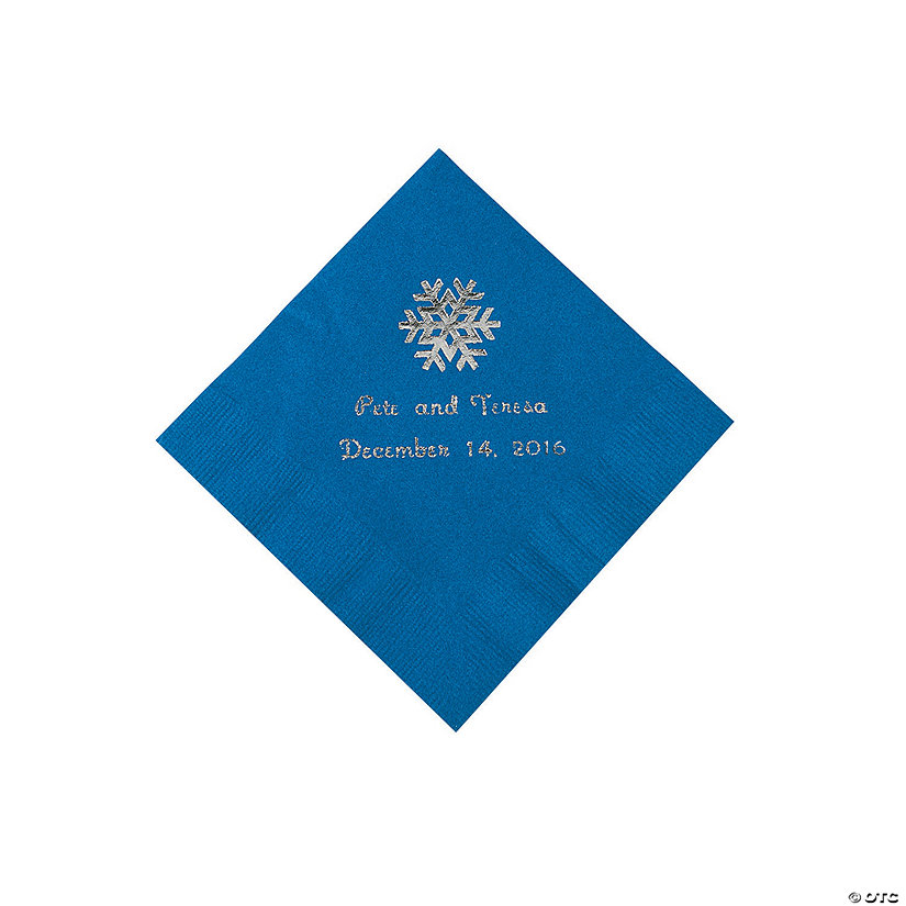Blue Snowflake Personalized Napkins with Silver Foil - 50 Pc. Beverage Image Thumbnail