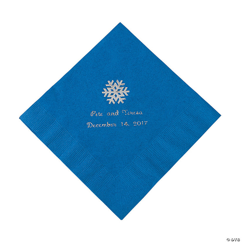 Blue Snowflake Personalized Napkins with Silver Foil - 50 Pc. Luncheon Image Thumbnail