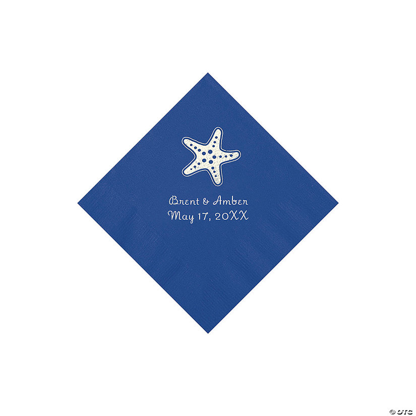 Blue Starfish Personalized Beverage Napkins - 50 Pc. Image