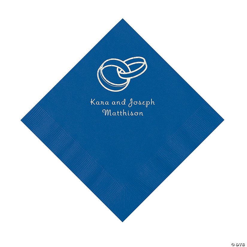 Blue Wedding Ring Personalized Napkins - 50 Pc. Luncheon Image
