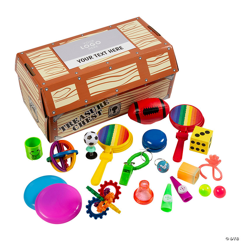 Bulk 100 Pc. Custom Full-Color Logo Toy-Filled Treasure Chest Assortment Image Thumbnail