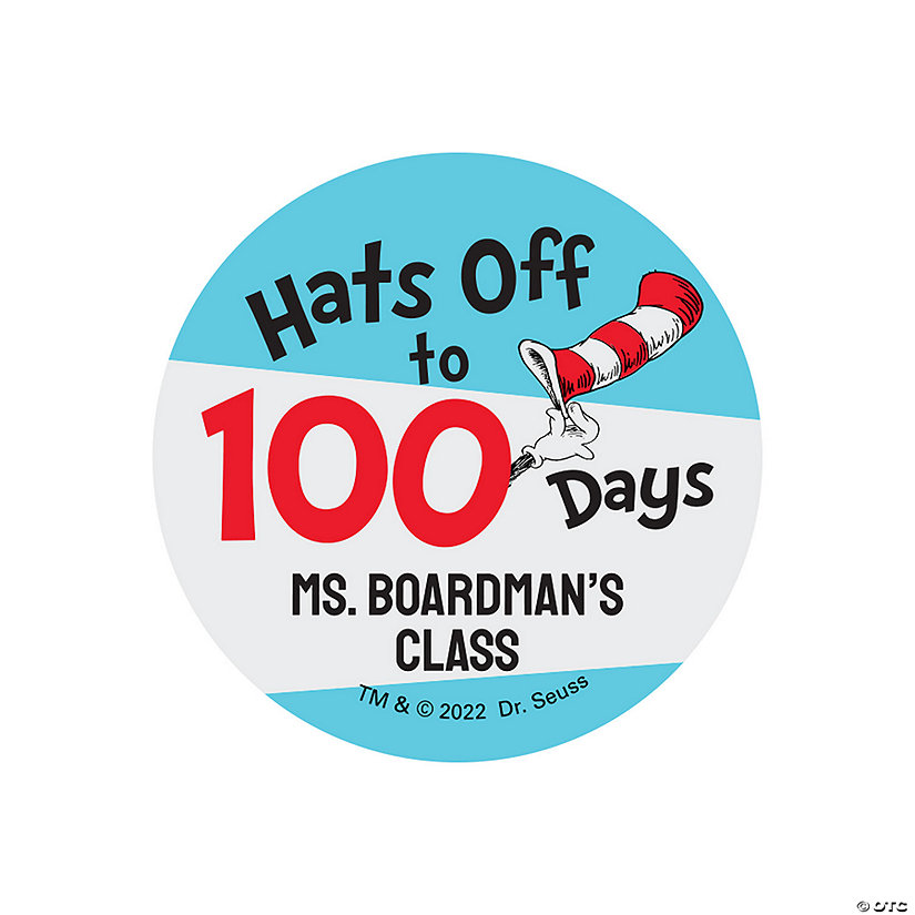 Bulk 144 Pc.  Personalized Dr. Seuss&#8482; 100th Day of School Favor Stickers Image Thumbnail