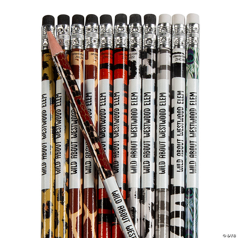 Bulk 144 Pc. Personalized Animal Print Pencils Oriental Trading