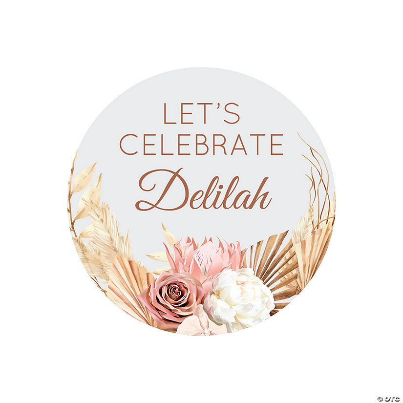Bulk  144 Pc. Personalized Boho Neutral Favor Stickers Image