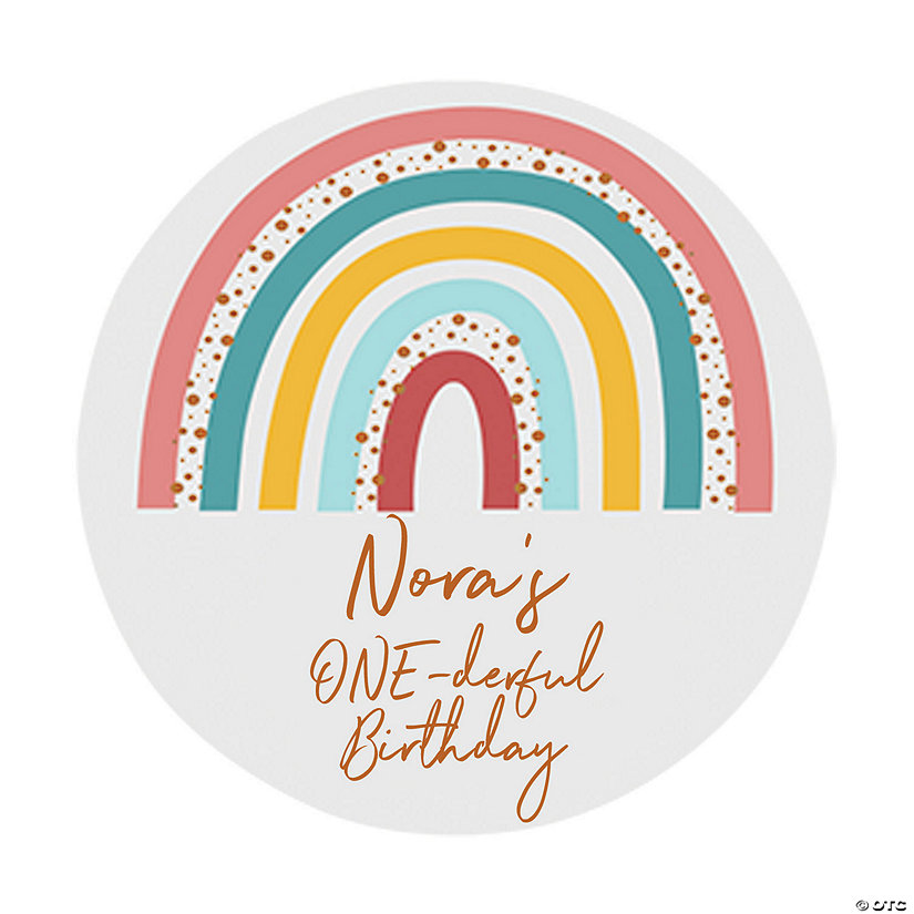 Bulk 144 Pc. Personalized Boho Rainbow Favor Stickers Image