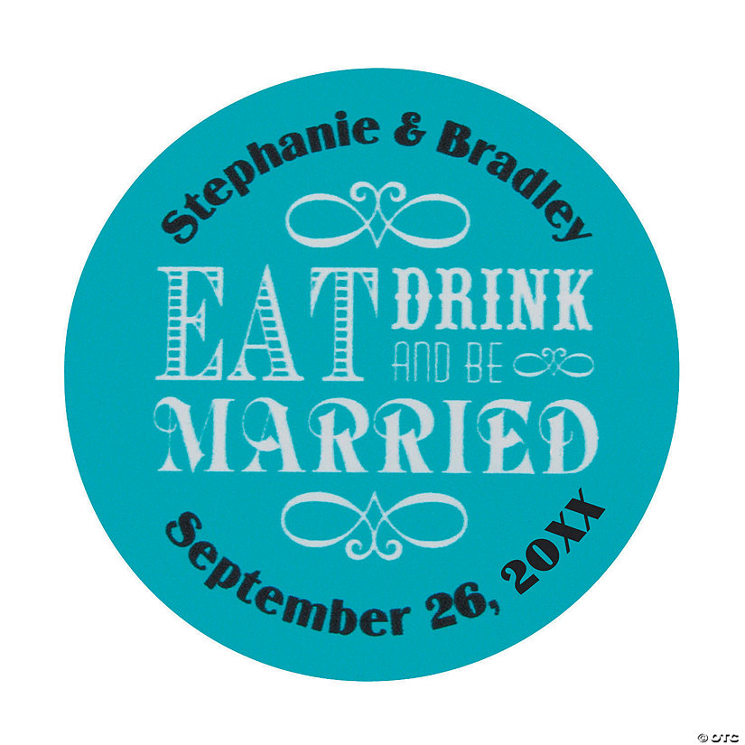 Bulk 144 Pc. Personalized Eat Drink & Be Married Favor Stickers Image Thumbnail