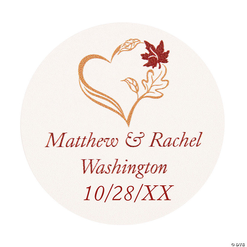 Bulk 144 Pc. Personalized Fall Wedding Favor Stickers Image Thumbnail