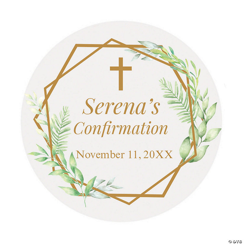 Bulk 144 Pc. Personalized Greenery Religious Favor Stickers Image Thumbnail