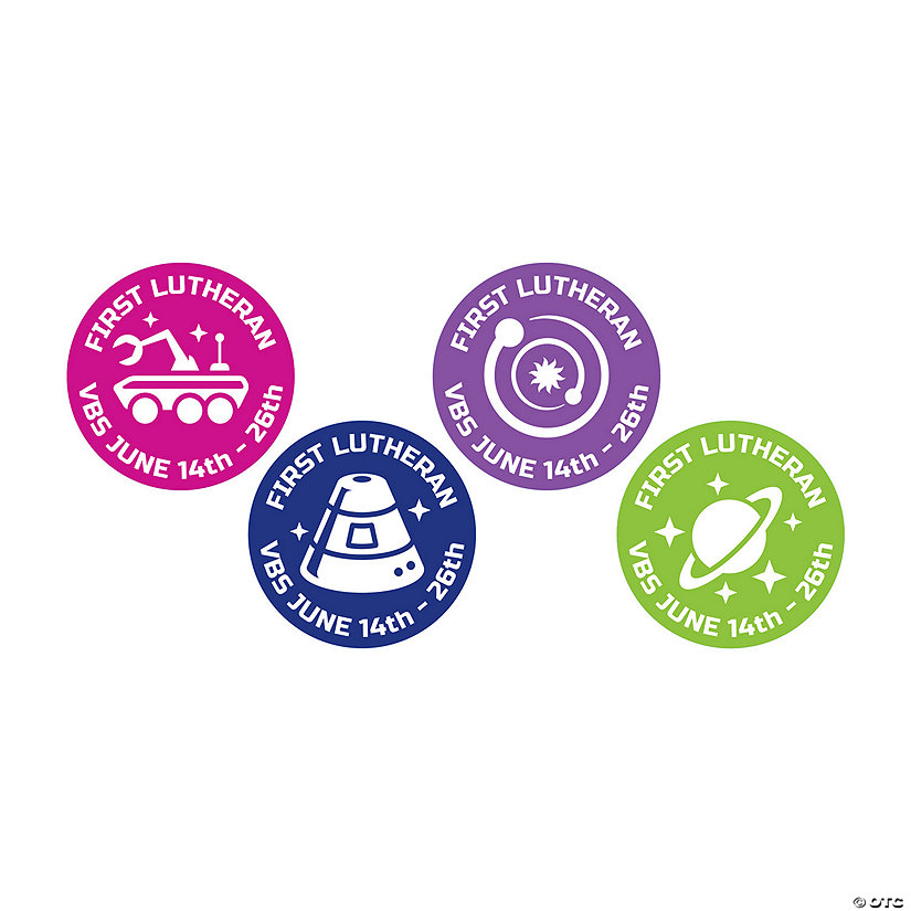 Bulk 144 Pc. Personalized Outer Space VBS Stickers Image Thumbnail
