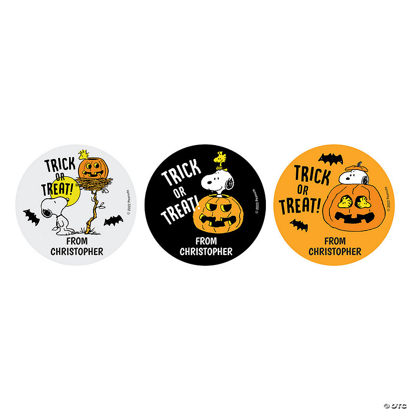 Bulk  144 Pc. Personalized Peanuts<sup>&#174;</sup> Halloween Favor Stickers Image Thumbnail