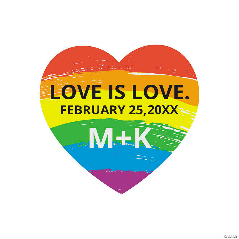 Bulk 144 Pc. Personalized Rainbow Heart Stickers. Image Thumbnail
