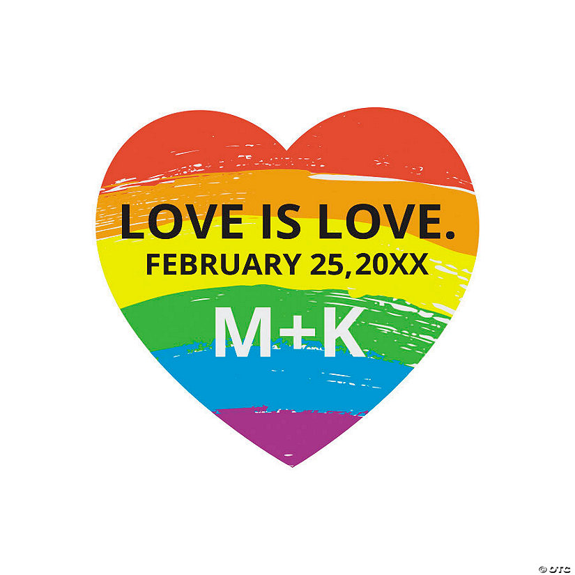 Bulk 144 Pc. Personalized Rainbow Heart Stickers. Oriental Trading