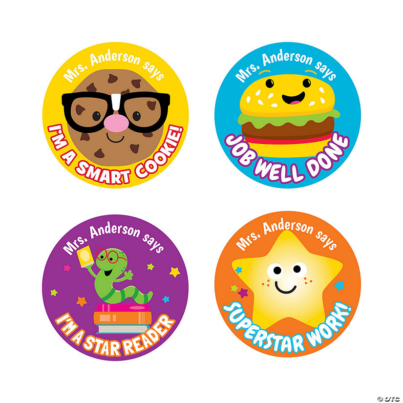 Bulk 144 Pc. Personalized Teacher Recognition Stickers Image Thumbnail