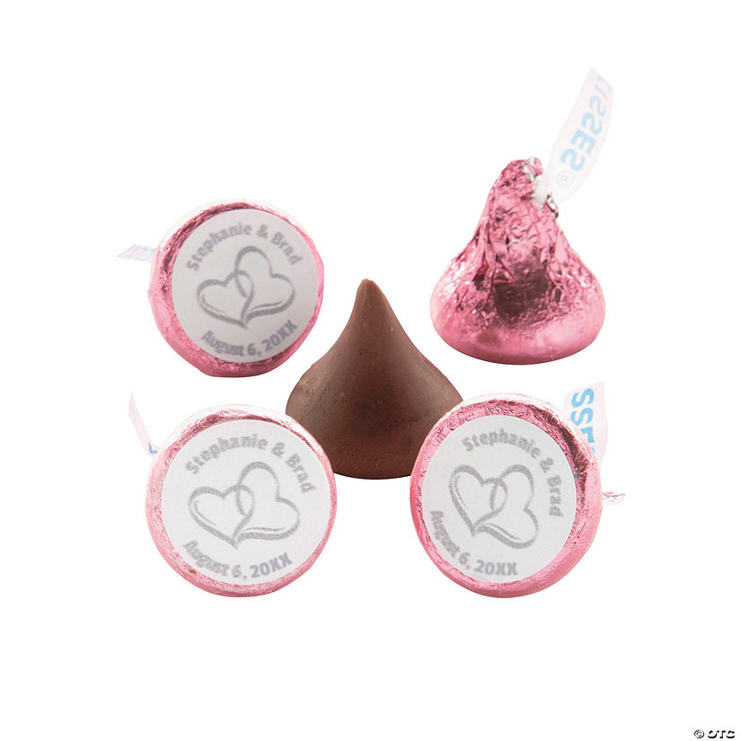 Bulk 400 Pc. Personalized Pink Hershey&#8217;s<sup>&#174;</sup> Kisses<sup>&#174; </sup>with Two-Heart Stickers Image Thumbnail
